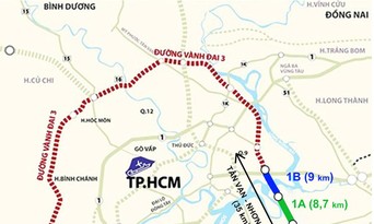  Dự án 1A và 1B, thuộc đoạn Tân Vạn - Nhơn Trạch tuyến Vành đai 3 TP HCM. Đồ họa: Thanh Huyền