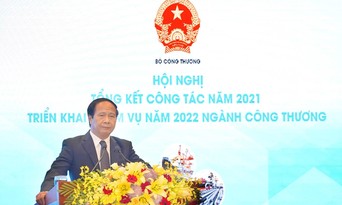  Phó Thủ tướng Chính phủ Lê Văn Thành phát biểu chỉ đạo tại Hội nghị Tổng kết công tác năm 2021, triển khai nhiệm vụ năm 2022 ngành Công Thương (ảnh: MK)