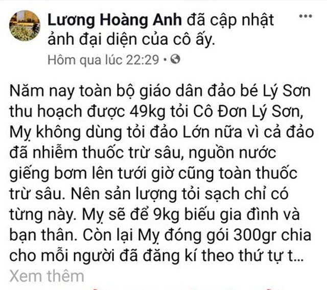Công an tỉnh Quảng Ngãi đã đề nghị Bộ Công an hỗ trợ xác minh tài khoản facebook Lương Hoàng Anh