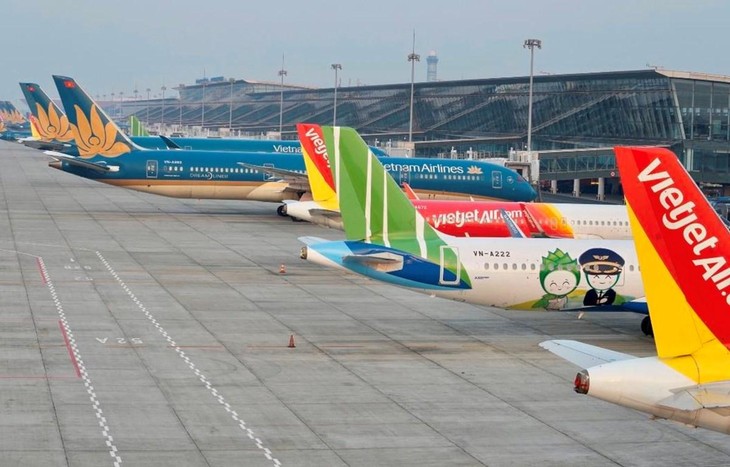 Máy bay của các hãng hàng không tại sân bay Nội Bài. Ảnh: Vietnam+