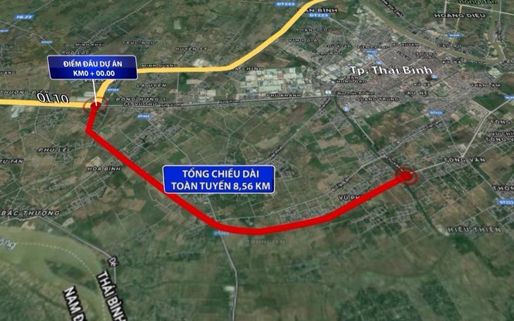Bản đồ dự án tuyến đường vành đai phía Nam thành phố Thái Bình