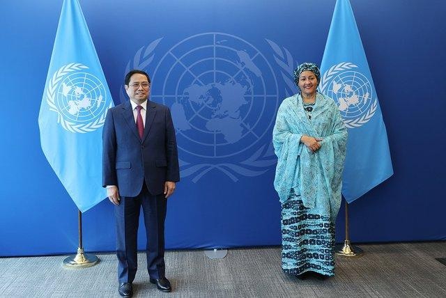 Thủ tướng Chính phủ Phạm Minh Chính gặp Phó Tổng Thư ký LHQ Amina Mohammed - Ảnh: VGP