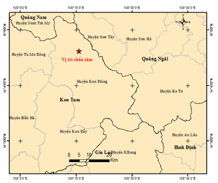 Liên tiếp xảy ra 4 trận động đất tại Kon Tum