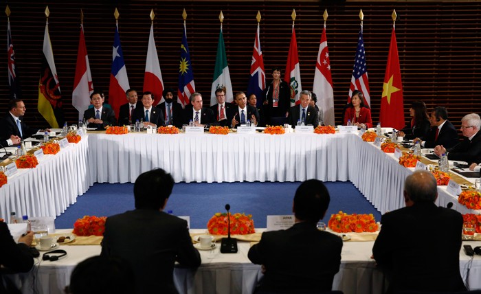 Các lãnh đạo trên bàn đàm phán Hiệp định TPP đầu tháng 10/2015
