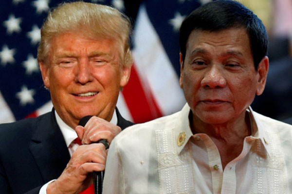Tổng thống Mỹ đắc cử Donald Trump và Tổng thống Philippines Rodrigo Duterte. Ảnh:ABS-CBN News