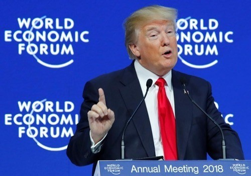 Tổng thống Mỹ - Donald Trump phát biểu tại Davos 2018. Ảnh:Reuters