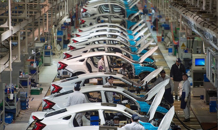 Một nhà máy ôtô do hãng Honda và nhà sản xuất Đông Phong của Trung Quốc điều hành tại thành phố Vũ Hán, tỉnh Hồ Bắc. Ảnh:AFP.