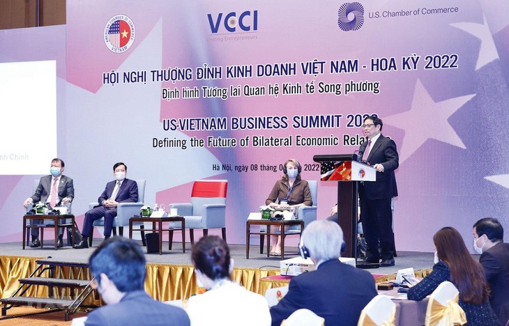 Hội nghị Thượng đỉnh Kinh doanh Việt Nam - Hoa Kỳ lần thứ 5 với chủ đề "Định hình lại quan hệ kinh tế song phương" diễn ra ngày 8/3/2022. Ảnh: Dương Giang