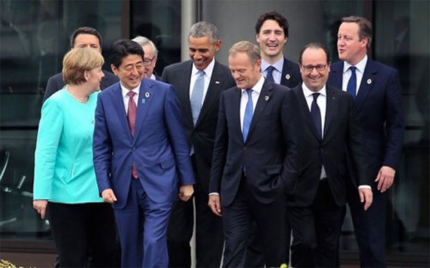Các nhà lãnh đạo G7 tại hội nghị thượng đỉnh ở Ise-Shima, Nhật Bản ngày 25/5 - Ảnh: Asahi Shimbun/Getty.