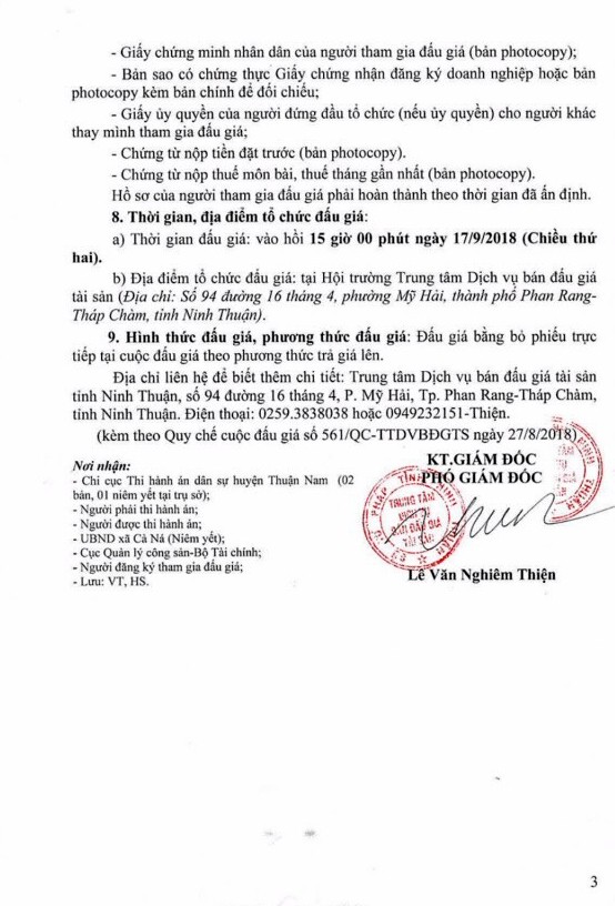 Ngày 17/9/2018, đấu giá quyền sử dụng đất, quyền sử hữu nhà và tài sản gắn liền với đất tại huyện Thuận Nam, Ninh Thuận ảnh 3
