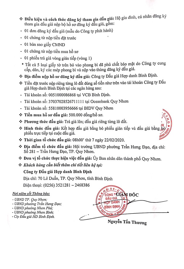 Ngày 22/2/2020, đấu giá quyền sử dụng 15 lô đất tại thành phố Quy Nhơn, tỉnh Bình Định ảnh 2