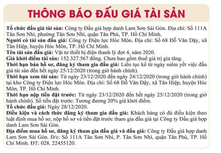 Ngày 28/12/2020, đấu giá quyền sử dụng đất tại huyện Nhơn Trạch, tỉnh Đồng Nai ảnh 1