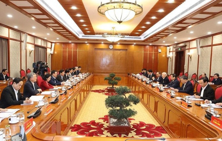 Tổng Bí thư, Chủ tịch nước Nguyễn Phú Trọng chủ trì phiên họp đầu tiên của Bộ Chính trị, Ban Bí thư ảnh 1