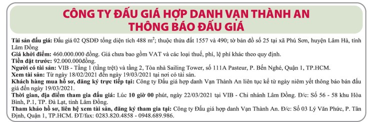 Ngày 22/3/2021, đấu giá quyền sử dụng đất tại huyện Lâm Hà, tỉnh Lâm Đồng ảnh 1