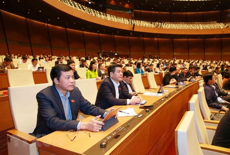 Đoàn đại biểu Quốc hội tỉnh Thái Bình tại kỳ họp. Ảnh: TTXVN
