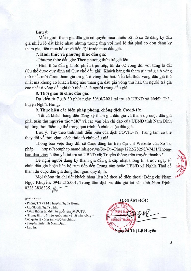 Ngày 30/10/2021, đấu giá quyền sử dụng đất tại huyện Nghĩa Hưng, tỉnh Nam Định ảnh 4
