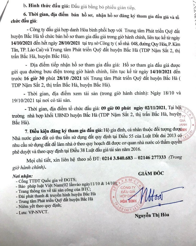Ngày 2/11/2021, đấu giá quyền sử dụng đất tại huyện Bắc Hà, tỉnh Lào Cai ảnh 3
