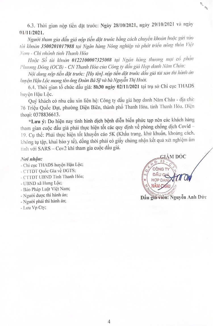 Ngày 2/11/2021, đấu giá quyền sử dụng 2 thửa đất tại huyện Hậu Lộc, tỉnh Thanh Hóa ảnh 6