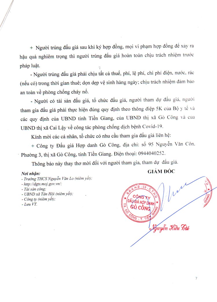 Ngày 11/11/2021, đấu giá cho thuê mặt bằng bán căn tin tại Trường THCS Nguyễn Văn Lo, tỉnh Tiền Giang ảnh 8