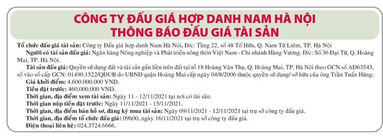 Ngày 16/11/2021, đấu giá quyền sử dụng đất tại quận Hoàng Mai, Hà Nội ảnh 1