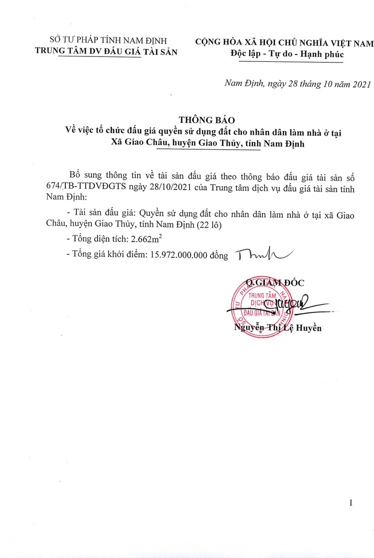 Ngày 20/11/2021, đấu giá quyền sử dụng đất tại huyện Giao Thuỷ, tỉnh Nam Định ảnh 5