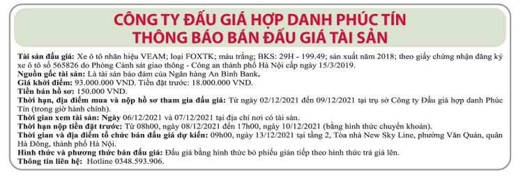Ngày 13/12/2021, đấu giá xe ô tô Veam tại Hà Nội ảnh 1