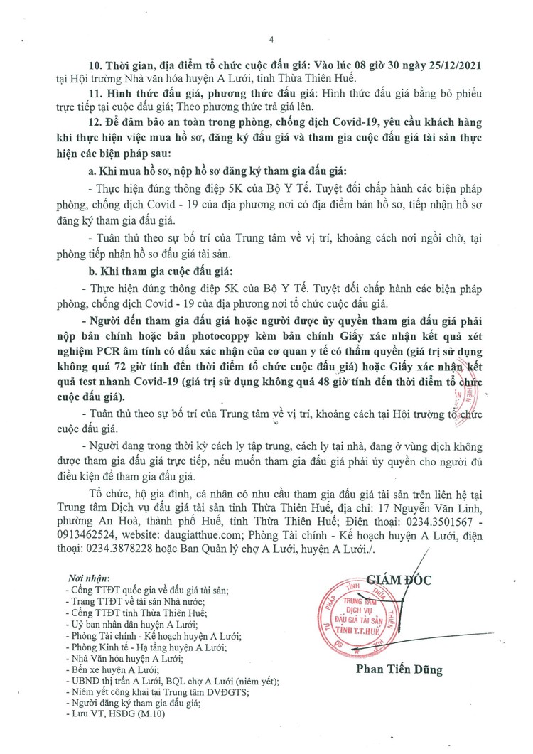 Ngày 25/12/2021, đấu giá cho thuê 54 ki ốt tại Chợ A Lưới, tỉnh Thừa Thiên Huế ảnh 5