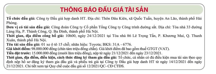 Ngày 24/12/2021, đấu giá xe ô tô Toyota tại Hà Nội ảnh 1