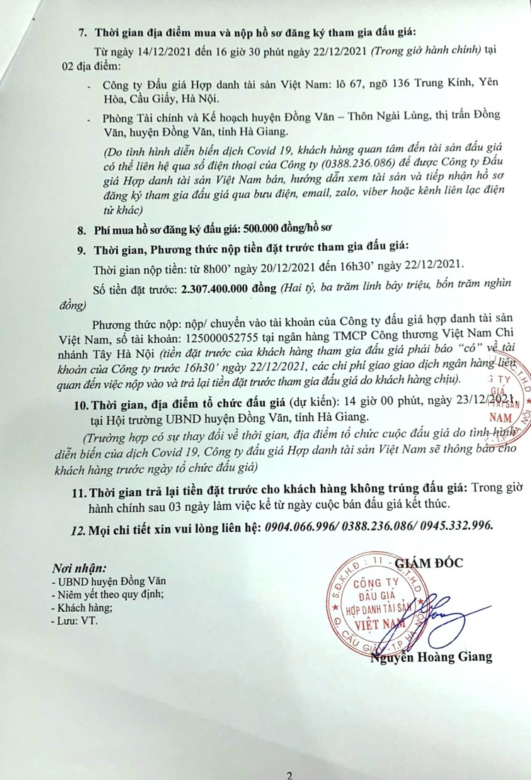 Ngày 23/12/2021, đấu giá quyền sử dụng đất tại huyện Đồng Văn, tỉnh Hà Giang ảnh 3