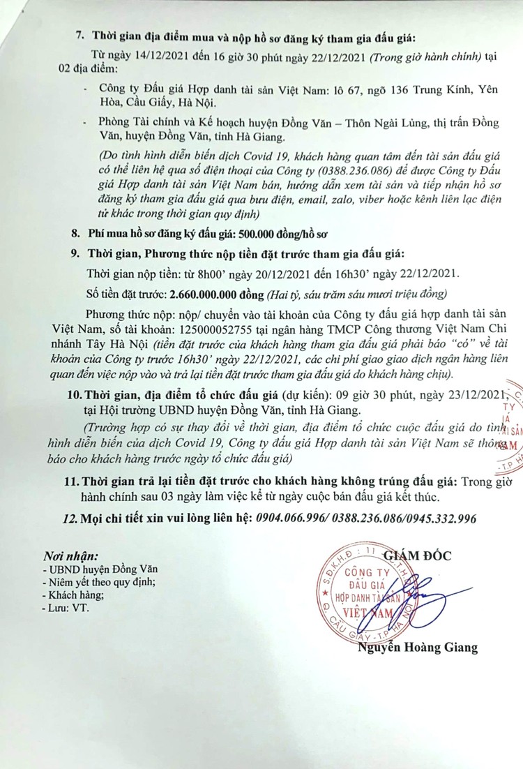 Ngày 23/12/2021, đấu giá quyền sử dụng đất tại huyện Đồng Văn, tỉnh Hà Giang ảnh 3