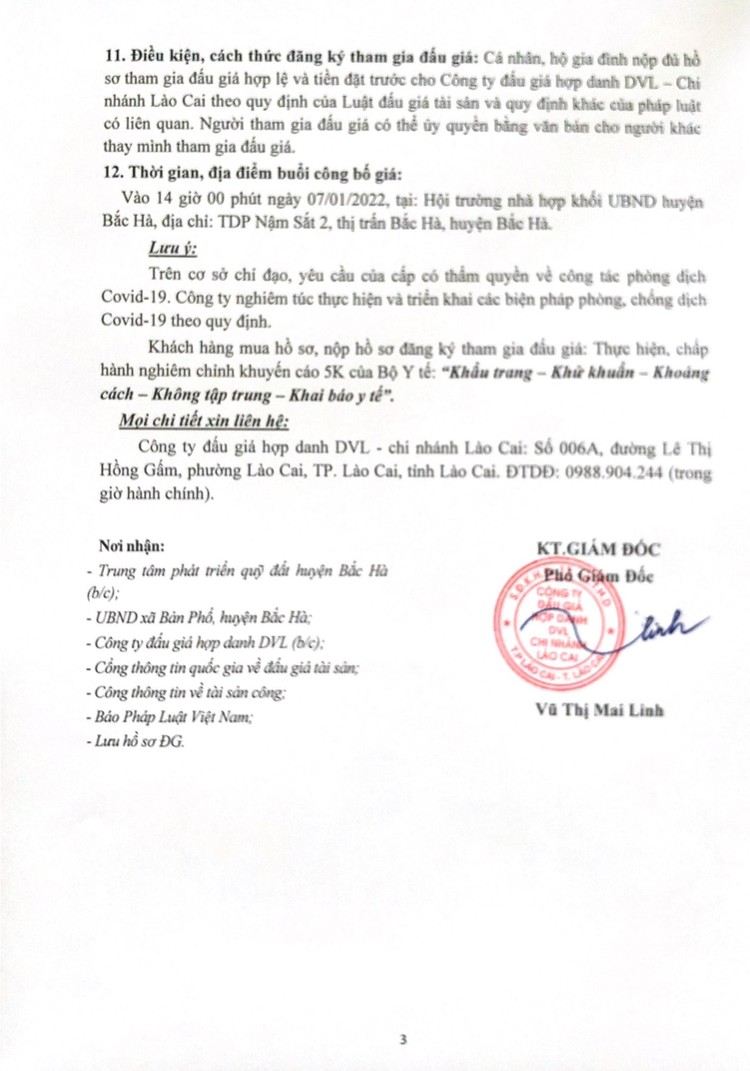 Ngày 7/1/2022, đấu giá quyền sử dụng 04 thửa đất tại huyện Bắc Hà, tỉnh Lào Cai ảnh 4