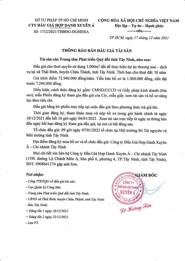 Ngày 7/1/2022, đấu giá quyền sử dụng 5.000m2 đất tại huyện Châu Thành, tỉnh Tây Ninh ảnh 2