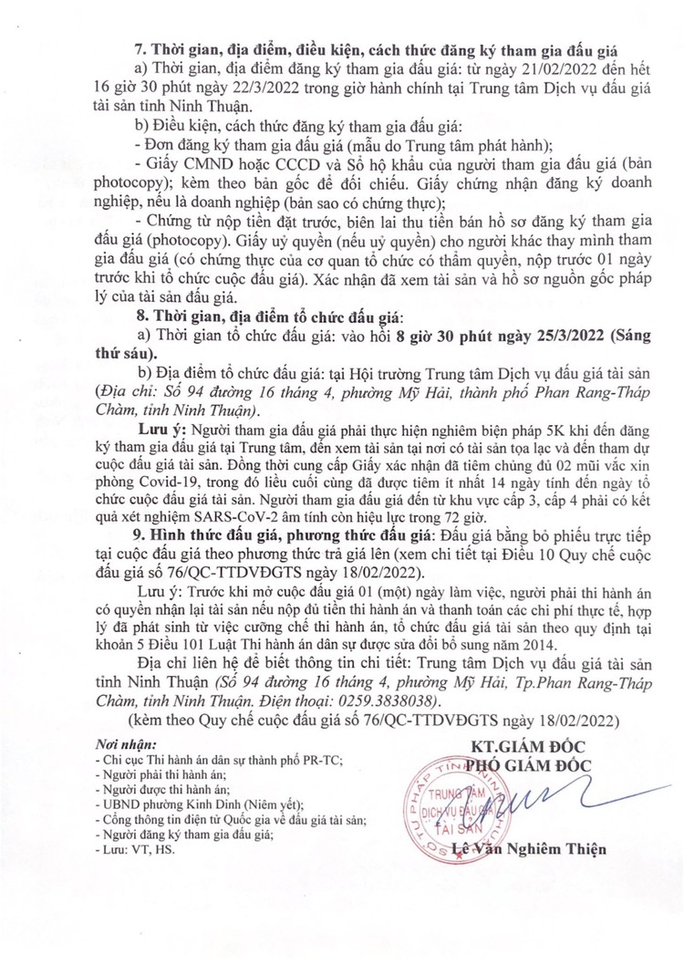Ngày 25/3/2022, đấu giá quyền sử dụng đất tại thành phố Phan Rang-Tháp Chàm, tỉnh Ninh Thuận ảnh 3