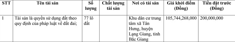 Ngày 12/3/2022, đấu giá quyền sử dụng đất tại huyện Lạng Giang, tỉnh Bắc Giang ảnh 1