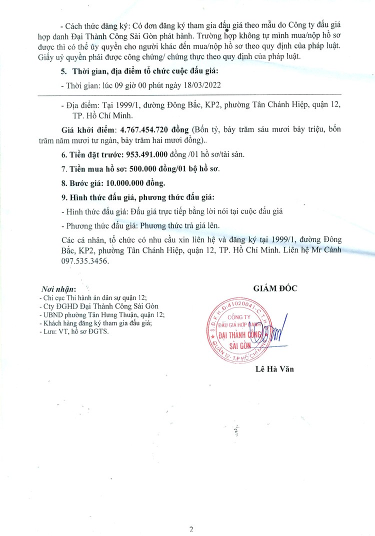 Ngày 18/3/2022, đấu giá quyền sử dụng đất tại quận 12, thành phố Hố Chí Minh ảnh 3