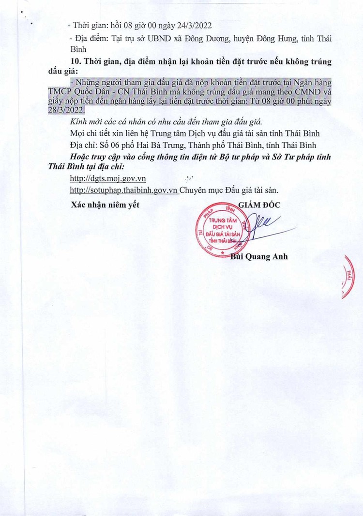 Ngày 24/3/2022, đấu giá quyền sử dụng đất tại huyện Đông Hưng, tỉnh Thái Bình ảnh 5