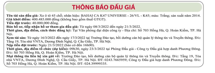 Ngày 23/3/2022, đấu giá xe ô tô Bahai tại Hà Nội ảnh 1