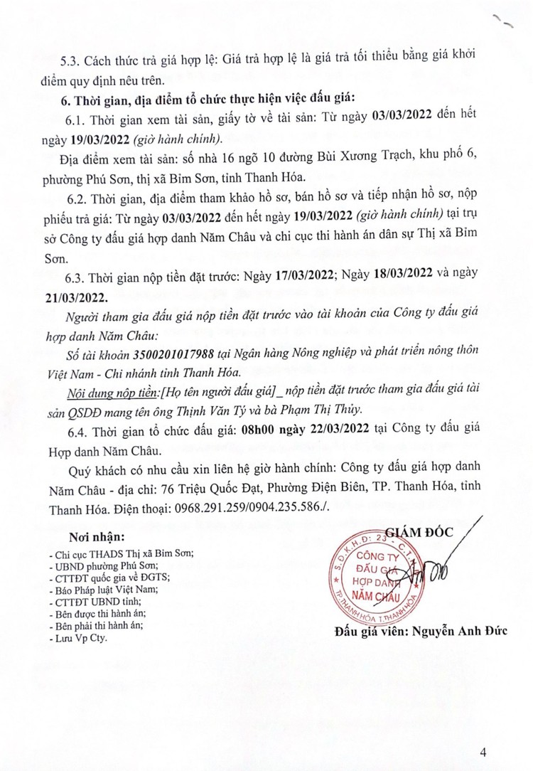 Ngày 22/3/2022, đấu giá quyền sử dụng đất tại thị xã Bỉm Sơn, tỉnh Thanh Hóa ảnh 5