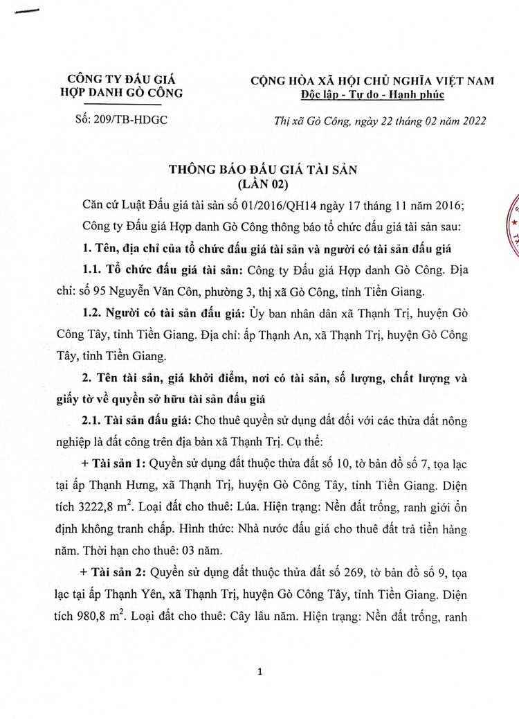 Ngày 25/3/2022, đấu giá quyền sử dụng đất tại huyện Gò Công Tây, tỉnh Tiền Giang ảnh 5