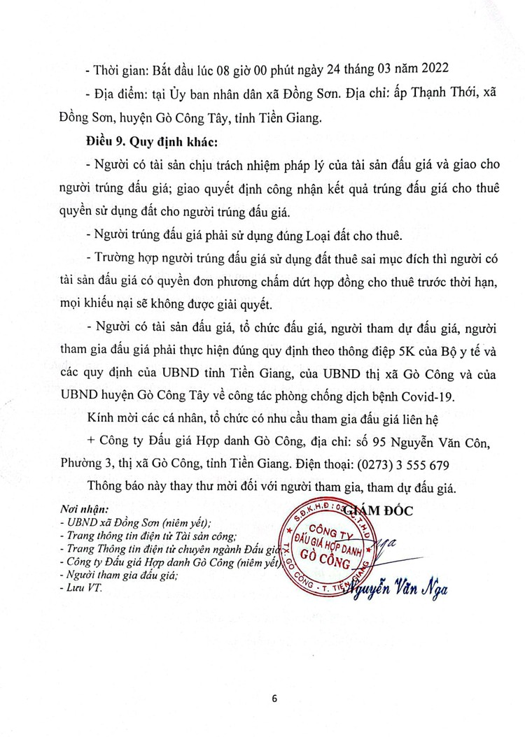Ngày 24/3/2022, đấu giá quyền sử dụng đất tại huyện Gò Công Tây, tỉnh Tiền Giang ảnh 7