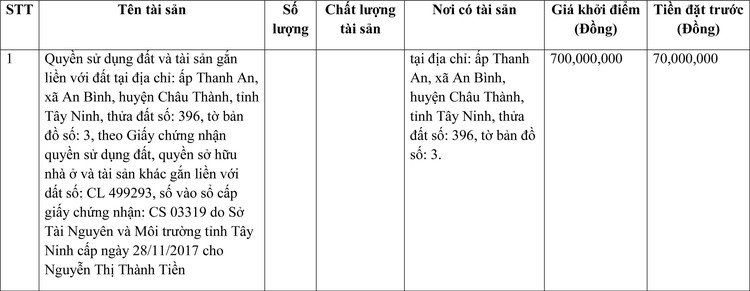 Ngày 31/3/2022, đấu giá quyền sử dụng đất tại huyện Châu Thành, tỉnh Tây Ninh ảnh 1