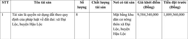Ngày 1/4/2022, đấu giá quyền sử dụng đất tại huyện Hậu Lộc, tỉnh Thanh Hóa ảnh 1
