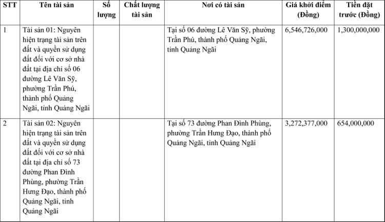 Ngày 7/4/2022, đấu giá quyền sử dụng đất tại thành phố Quảng Ngãi, tỉnh Quảng Ngãi ảnh 1
