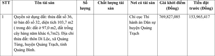 Ngày 11/4/2022, đấu giá quyền sử dụng đất tại huyện Quảng Trạch, tỉnh Quảng Bình ảnh 1