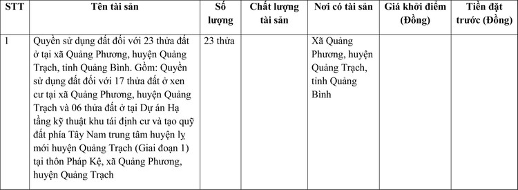 Ngày 8/4/2022, đấu giá quyền sử dụng đất tại huyện Quảng Trạch, tỉnh Quảng Bình ảnh 1