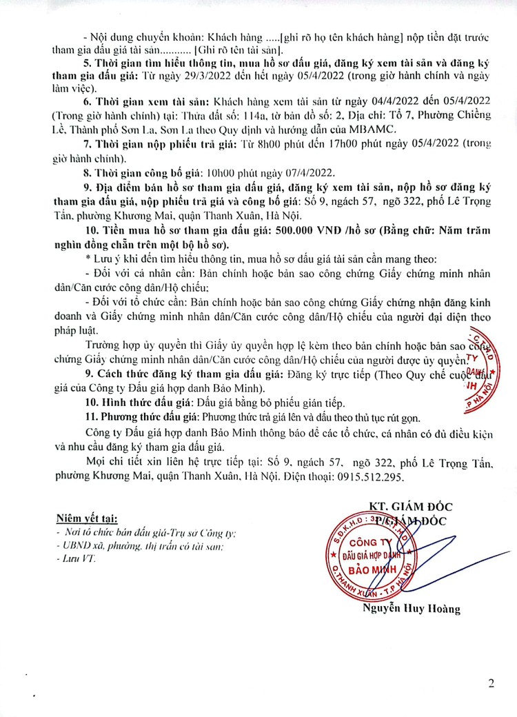 Ngày 7/4/2022, đấu giá quyền sử dụng đất tại thành phố Sơn La, tỉnh Sơn La ảnh 3