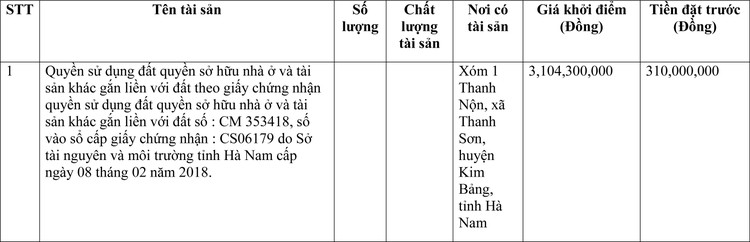 Ngày 18/4/2022, đấu giá quyền sử dụng đất tại huyện Kim Bảng, tỉnh Hà Nam ảnh 1