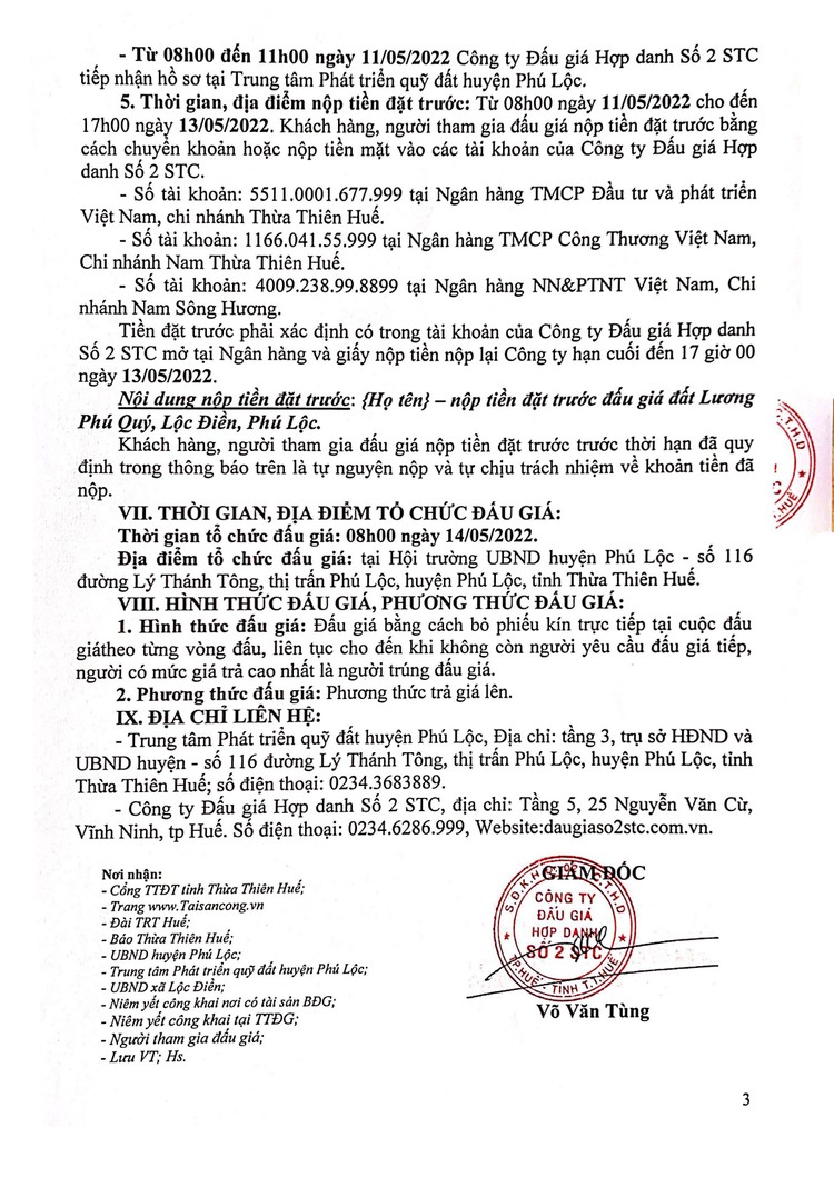 Ngày 14/5/2022, đấu giá quyền sử dụng đất tại huyện Phú Lộc, tỉnh Thừa Thiên Huế ảnh 4