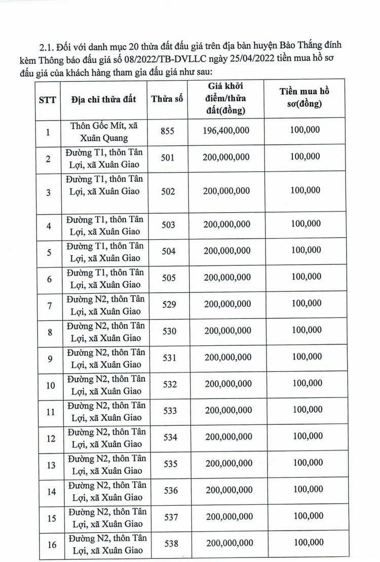 Ngày 19/5/2022, đấu giá quyền sử dụng đất tại huyện Bảo Thắng, tỉnh Lào Cai ảnh 9