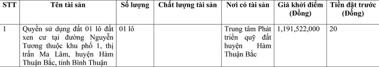 Ngày 26/5/2022, đấu giá quyền sử dụng đất tại huyện Hàm Thuận Bắc, tỉnh Bình Thuận ảnh 1